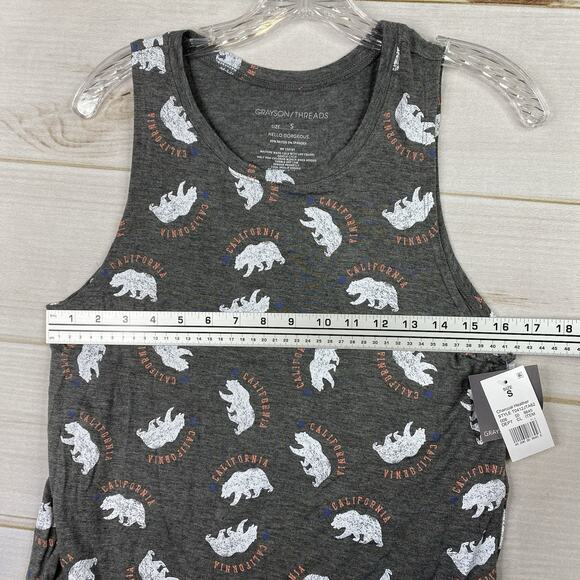 Grayson Threads Tank Top Sz S Gray California Bear Logo Printed NWT - Picture 3 of 7